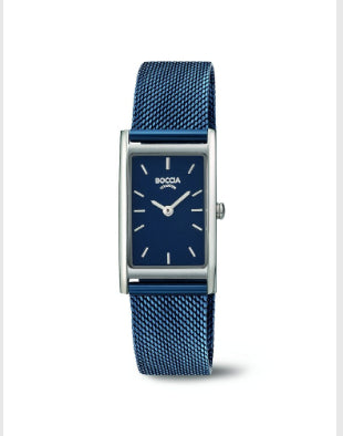 Boccia Ladies Boccia Titanium Navy Blue With Mesh Strap Watch