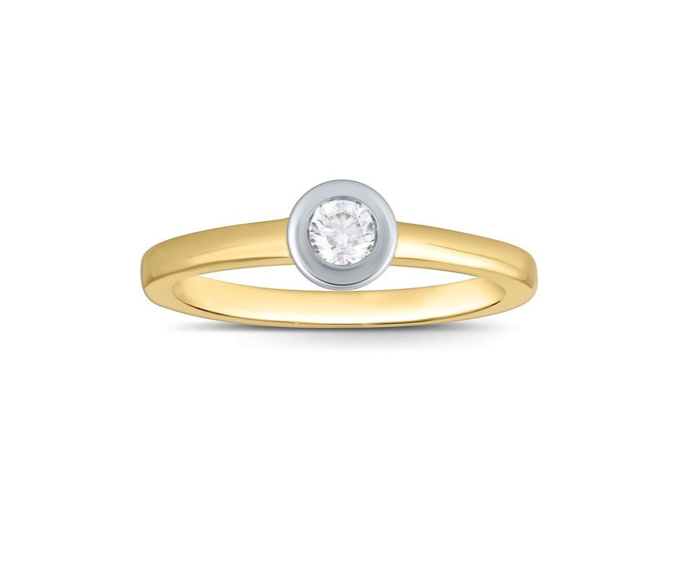 9Ct Yellow Gold Diamond Rubover Solitaire