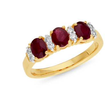 9Ct Ruby And Diamond Ring