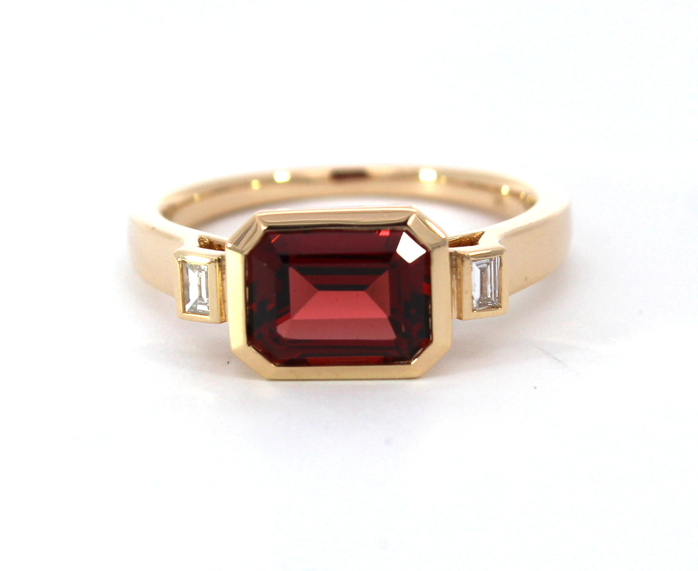 9Ct Yellow Gold Garnet And Diamond Ring