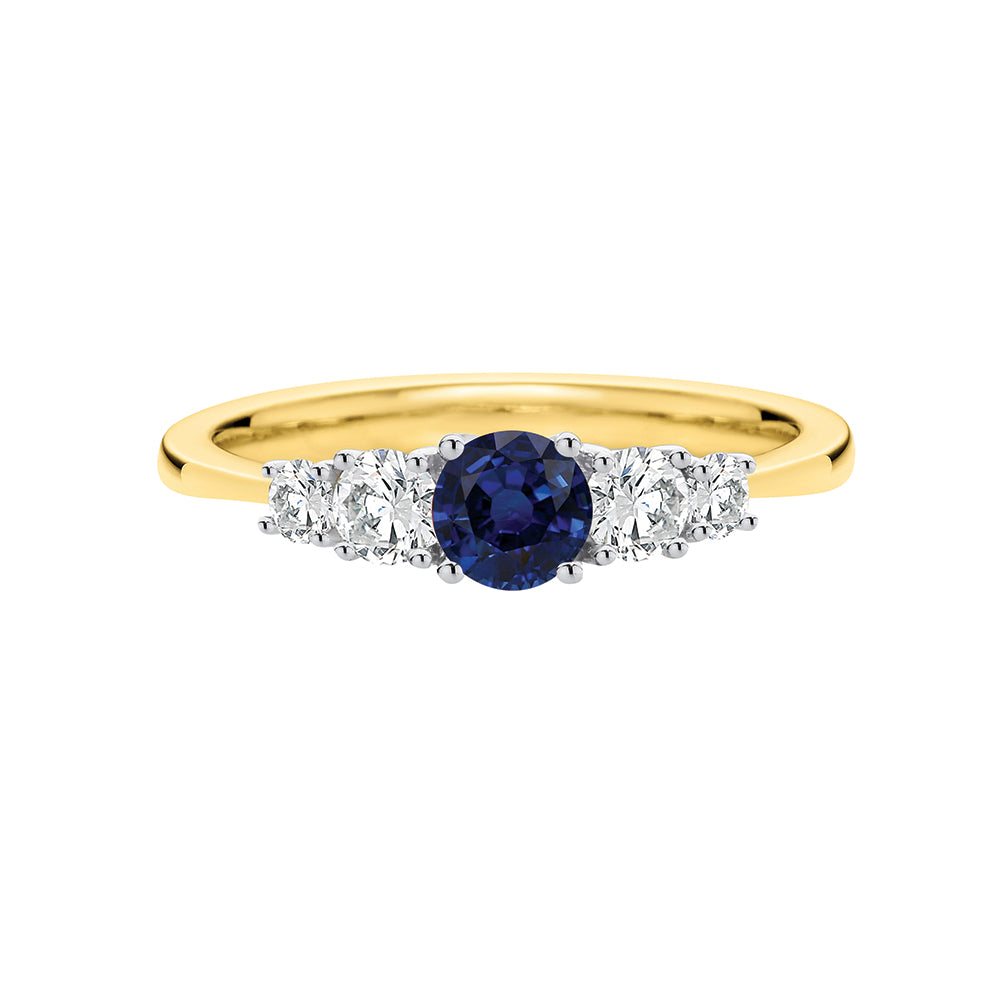 9Ct Yellow Gold Sapphire And Diamond Ring