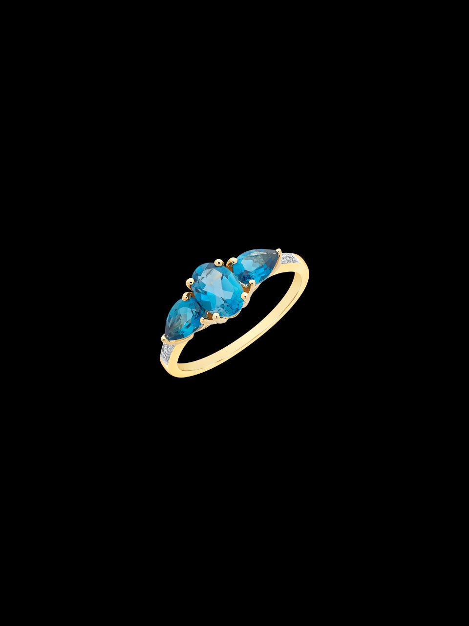 9Ct Yellow Gold London Blue Topaz And Diamond Ring