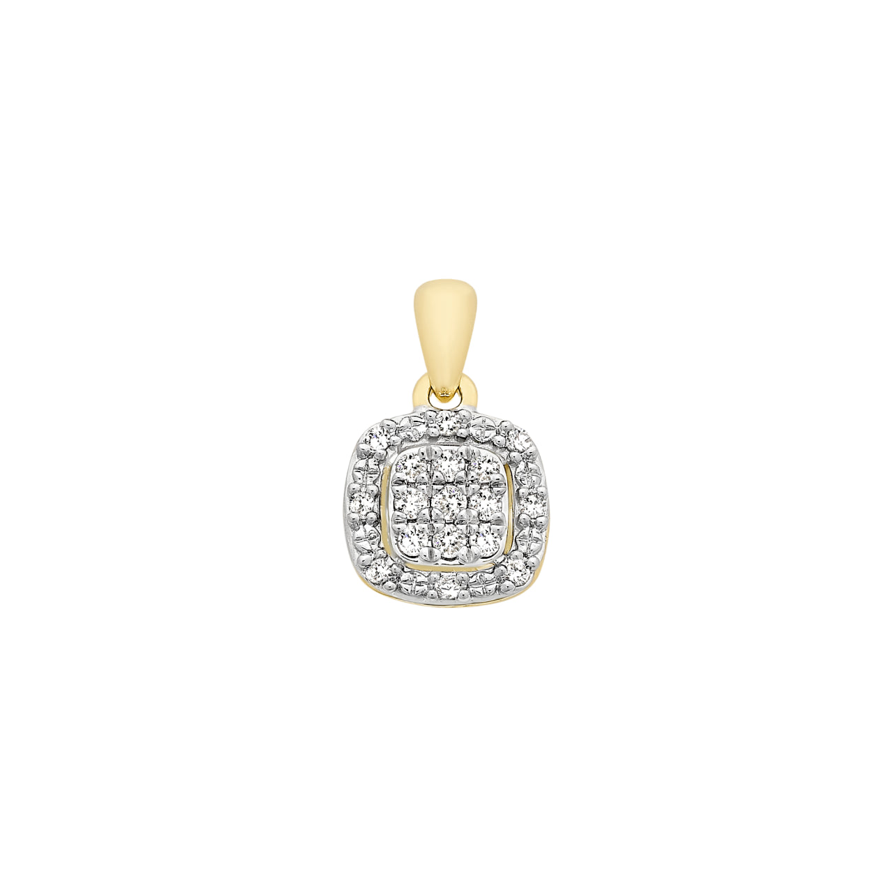 9Ct Yellow Gold Diamond Cluster Pendant