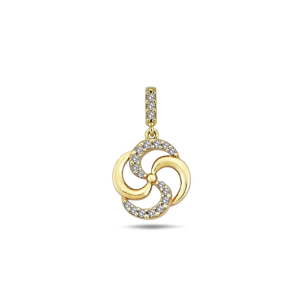 9Ct Yellow Gold And CZ Swirl Pendant