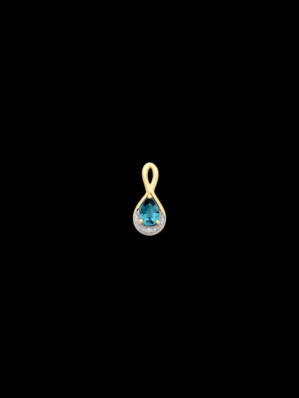 9Ct Yellow Gold London Blue Topaz And Diamond Pendant