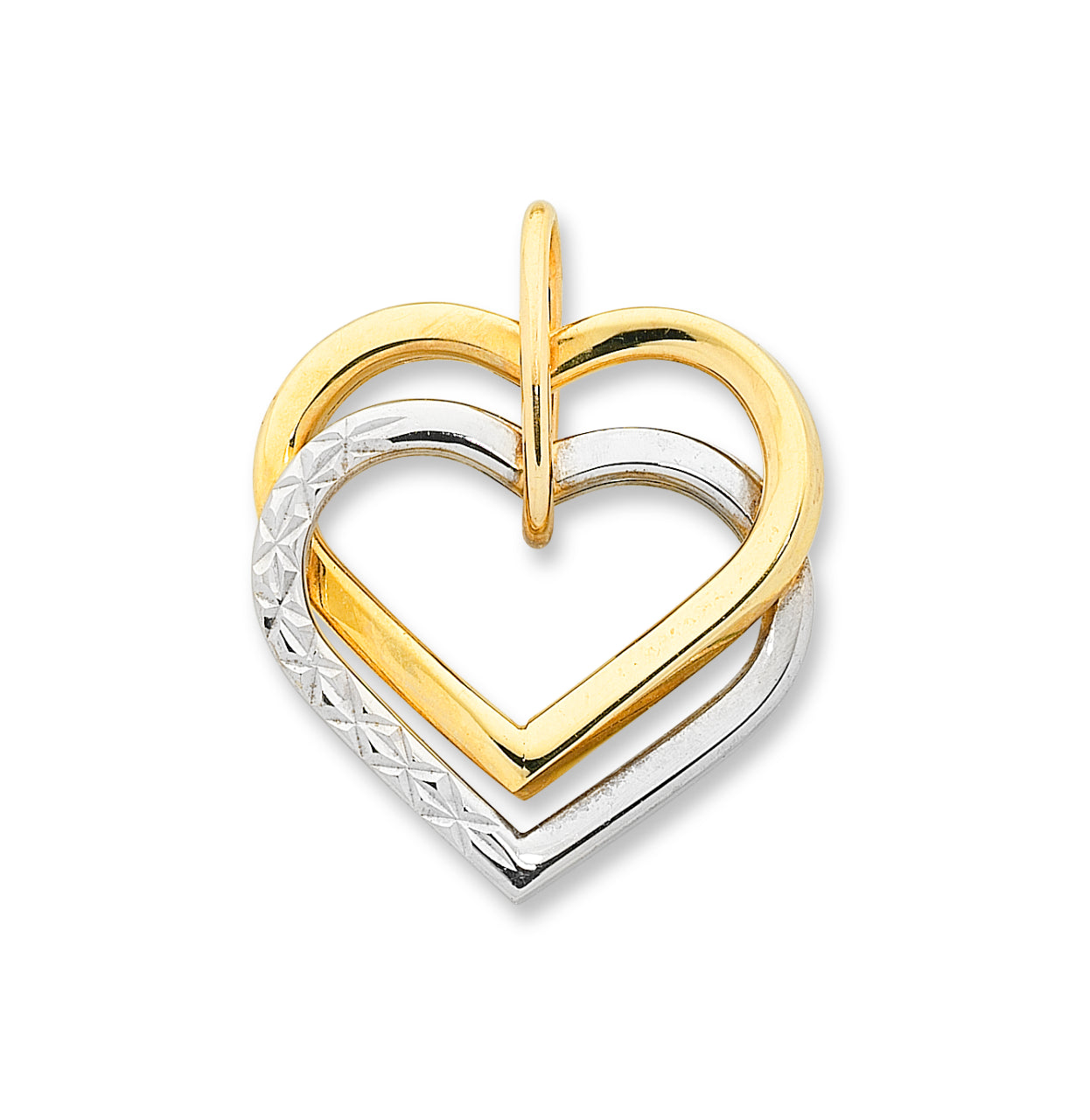 9Ct Yellow And White Gold Heart Pendant