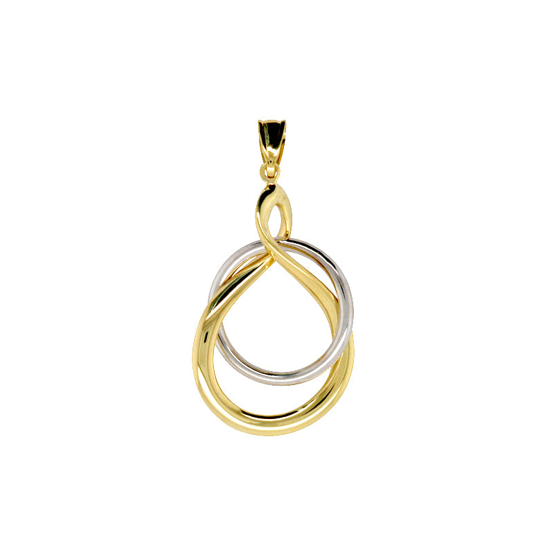 9Ct Yellow And White Gold Silver Bonded Twist Pendant