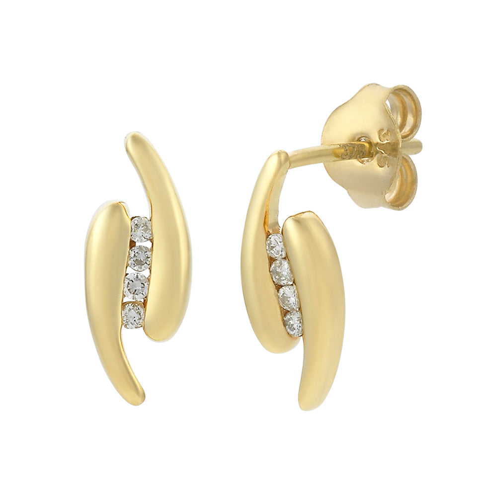 9Ct Yellow Gold Diamond Earrings