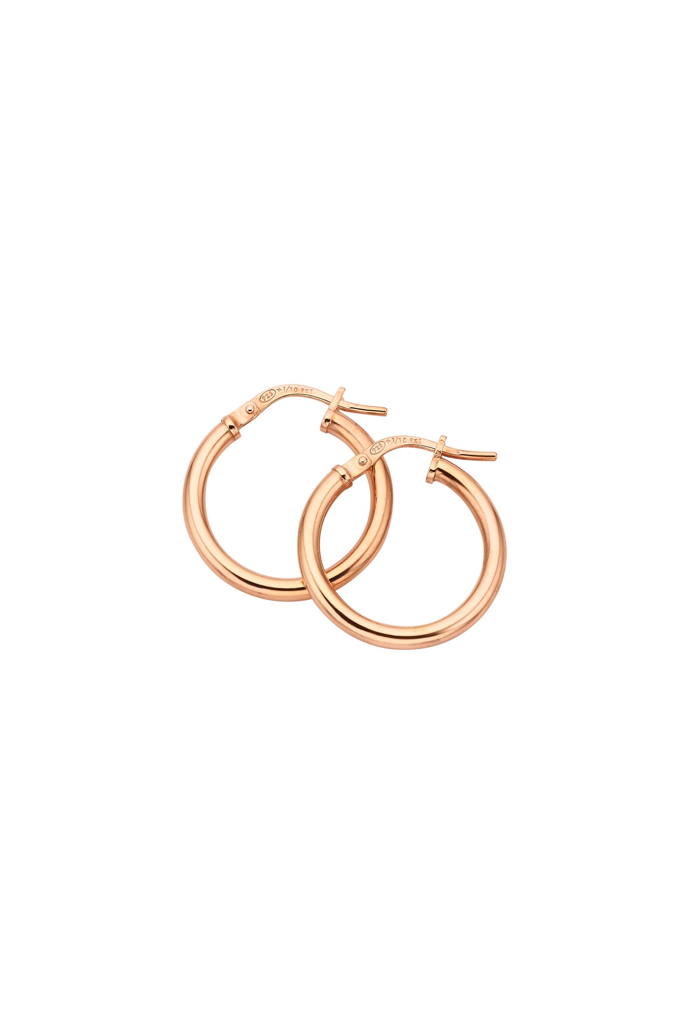 9ct Rose Gold And Silver Bonnded Hoop Earriings