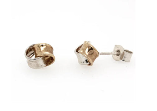 9ct yellow gold and silver knot stud earrings