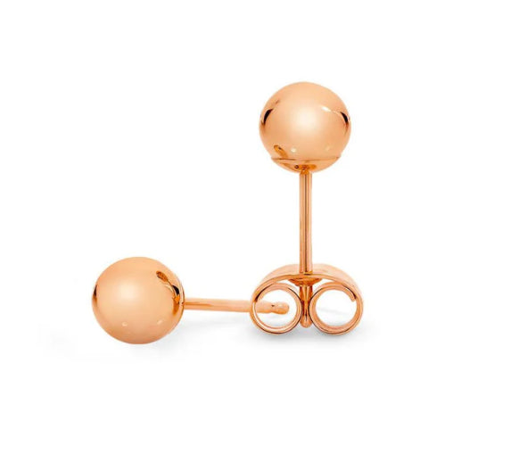 9Ct Rose Gold 4mm Ball Stud Earrings