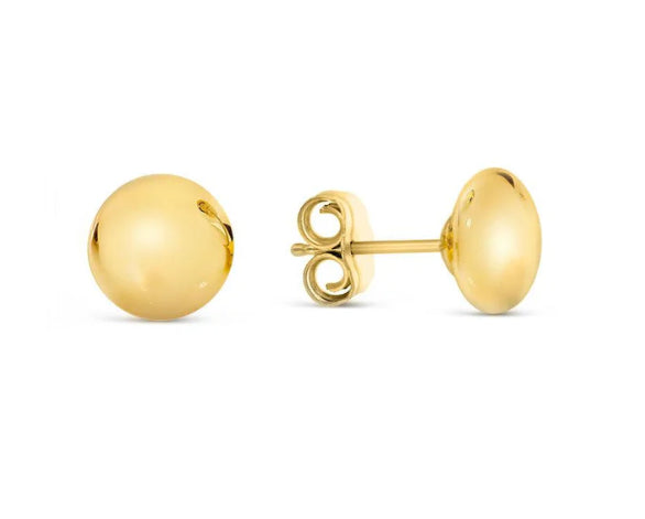 9Ct Yellow 6mm Gold Flat Ball Stud Earrings