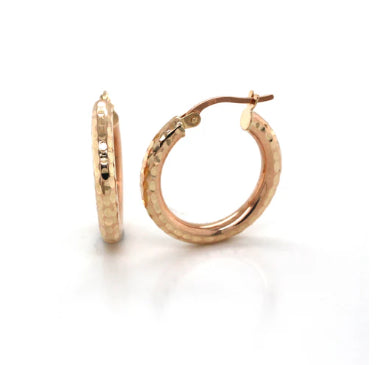 9ct Yellow Gold Textured Hoop Earrings