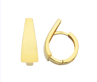 9Ct Yellow Gold Tapered Huggie Earrings