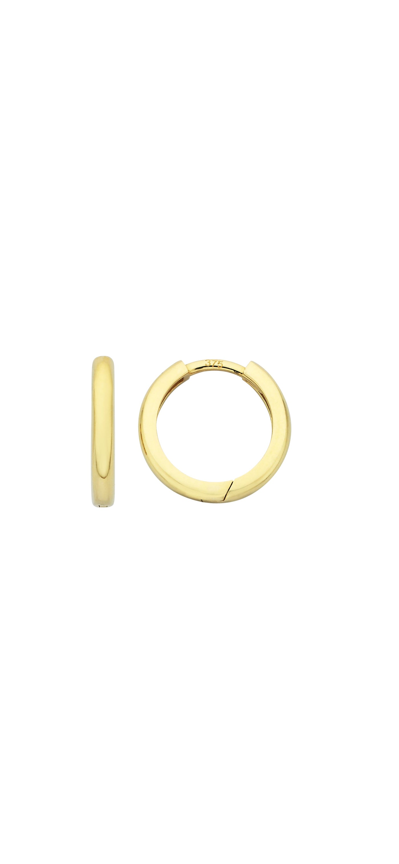 9Ct Yellow Gold Plain Huggie Earrings