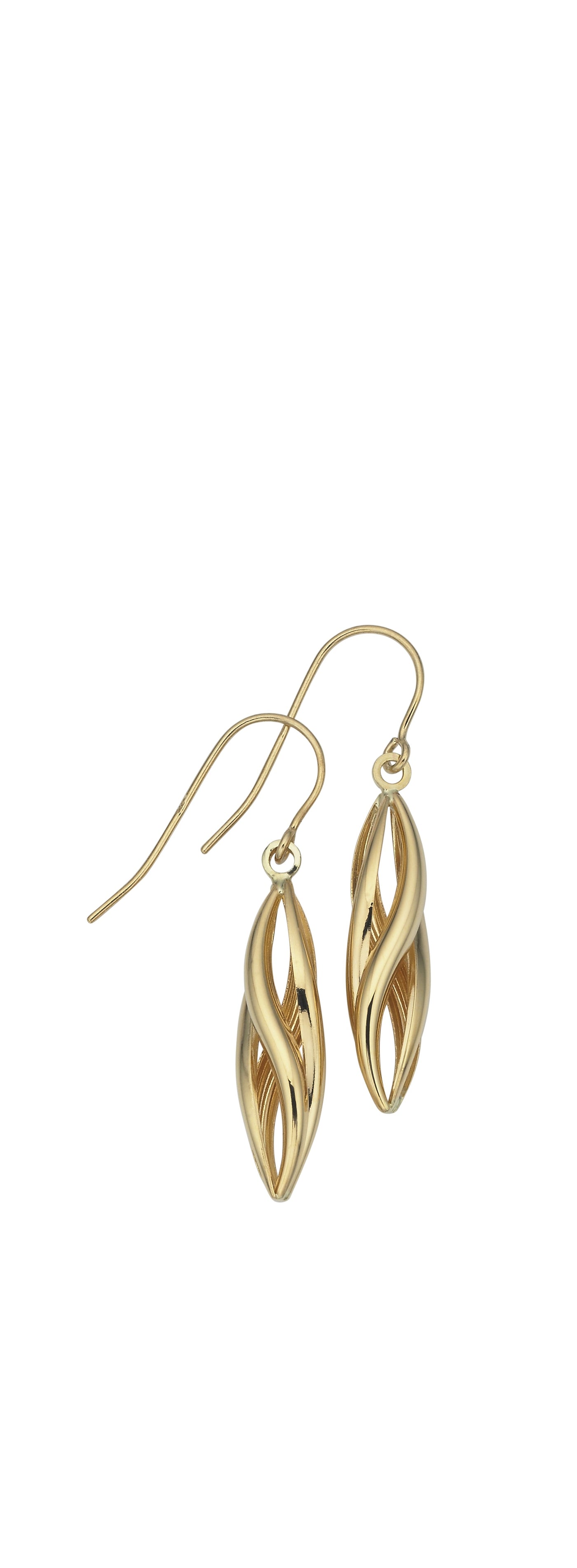 9Ct Yellow Gold Twised Drop Earrings