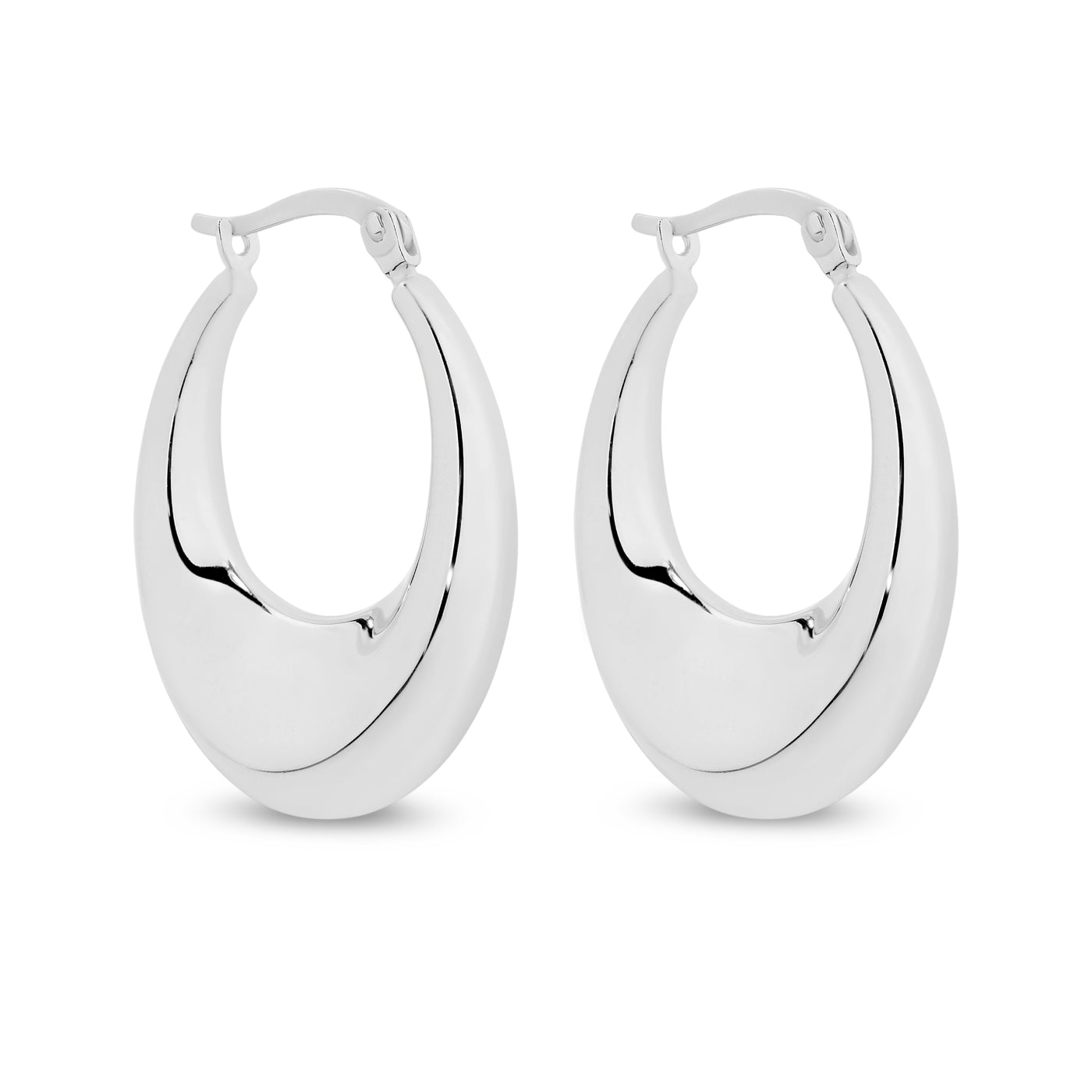 9Ct White Gold Bonded On Sterling Silver Hoop Earrings