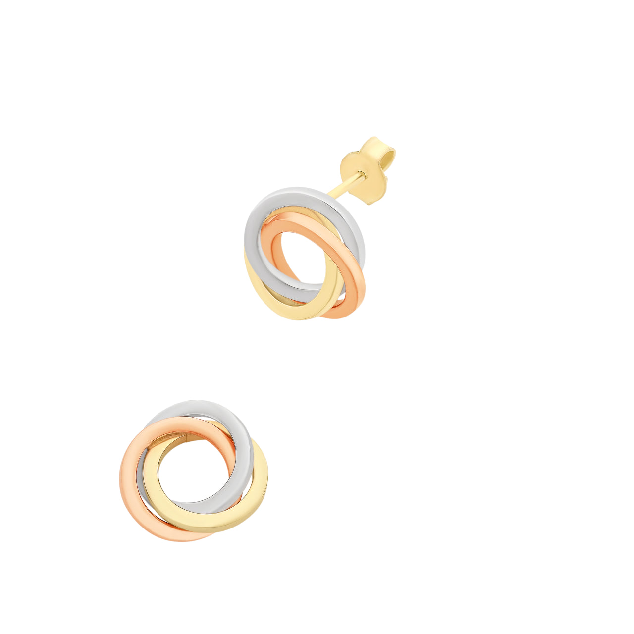 9Ct Gold Silver Filled Tri Coloured Gold Twist Earrings