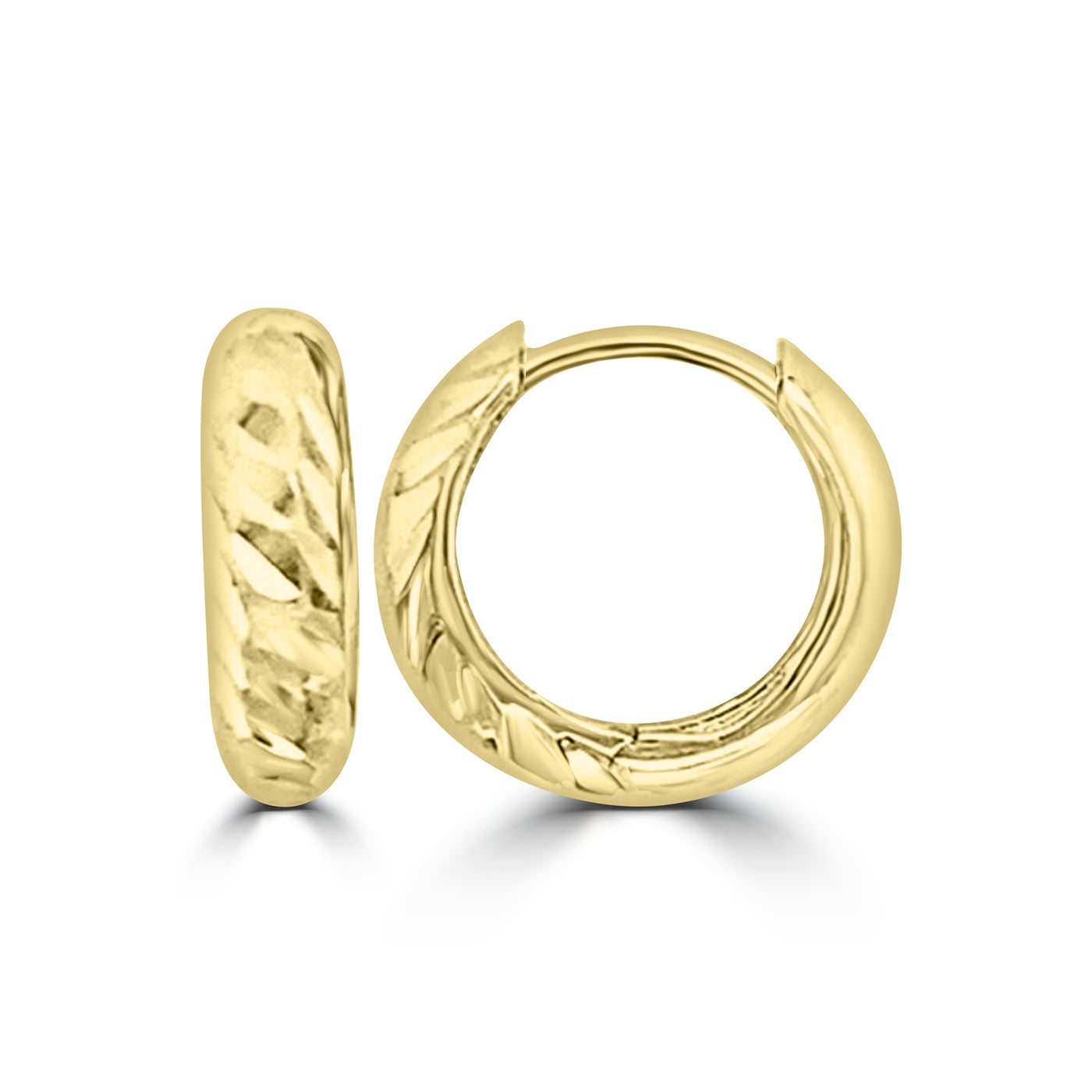 9Ct Yellow Gold Textured Hoop Earrings