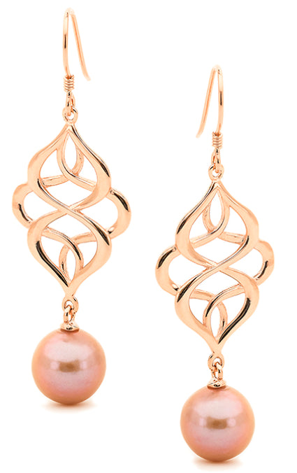 Rose Gold Plated Pearl Edison Hook Earrings