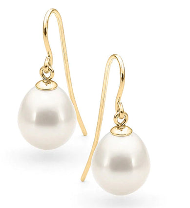 9Ct Yellow Gold Freshwater Pearl Drop Earrings