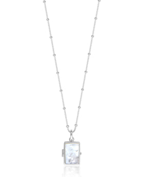 Silver Perle Mother of Pearl Square Locket