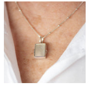 Silver Perle Mother of Pearl Square Locket