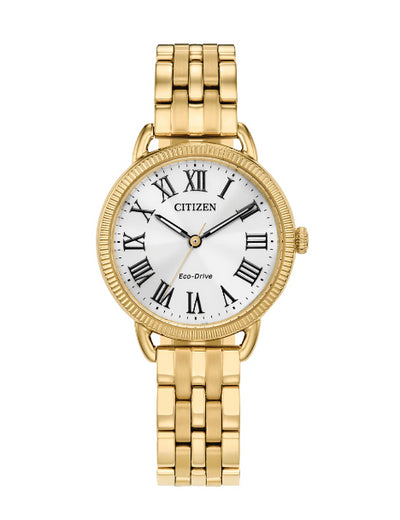 Ldies Gold Citizen Eco Drive Watch With Roman Numerals