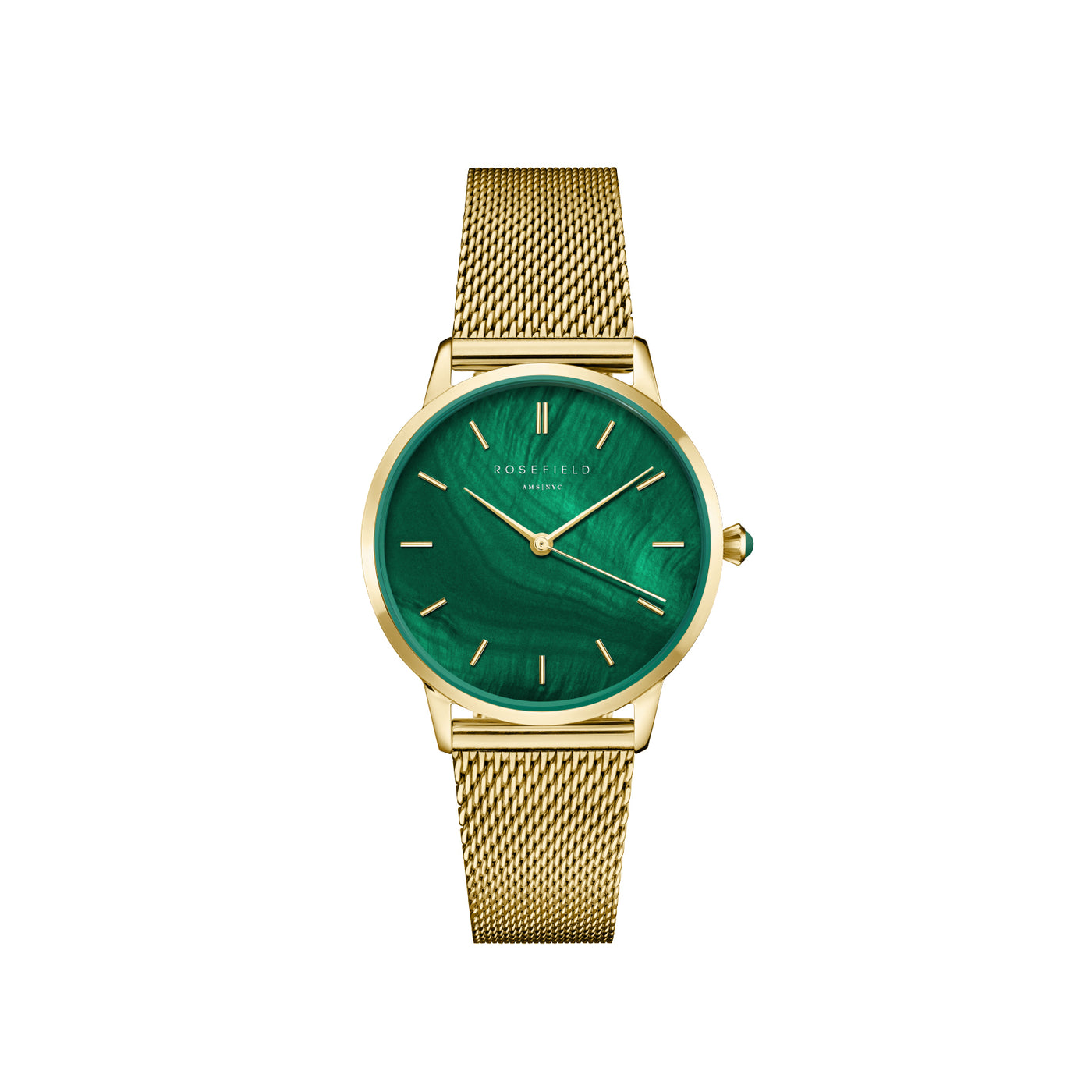 Ladies Gold Rosefield With Green Dial