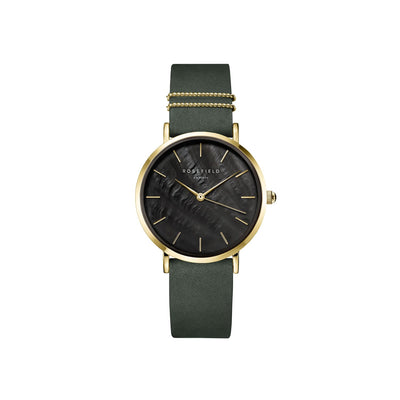 Ladies Rosefiled Yellow Gold With A Green Strap Watch