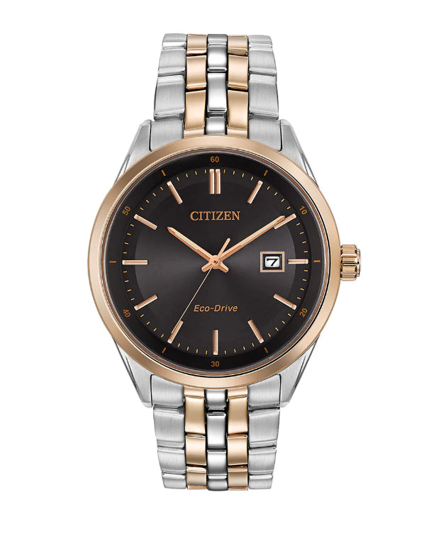 Mens Rose Gold Two Tone Citizen Eco Drive Watch