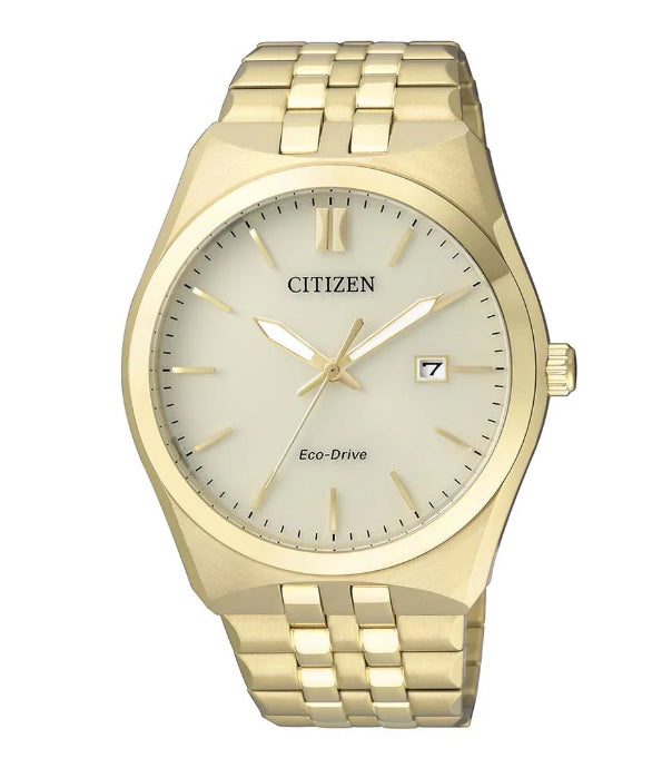 Mens Eco Drive Gold Plated Watch