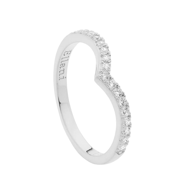 Ellani Sterling Silver V Shaped Ring