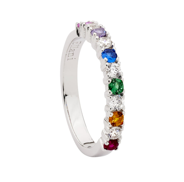 Sterling Silver Multi Coloured Cz Ring