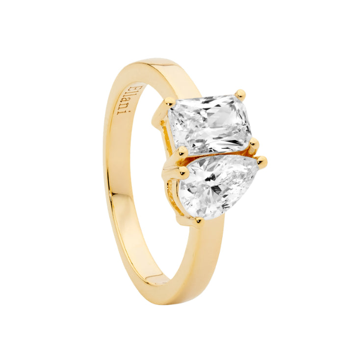 Sterling Silver Gold Plate Cz Ring