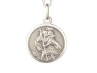 Sterling Silver 16Mm Round St Chrisopher Pendant