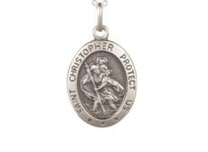 Sterling Silver 15X 20mm Oval St Christopher