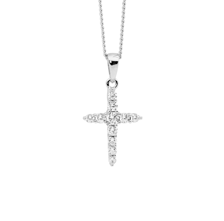 Sterling silver Cubic Zirconia Cross Pendant