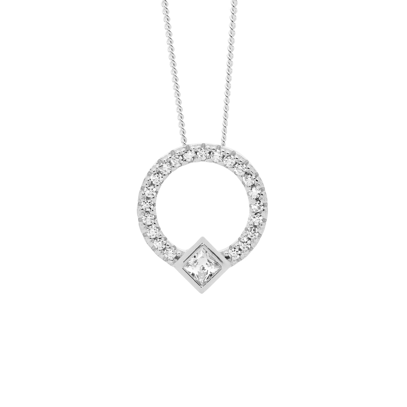 Sterling Silver CZ Circle Pendant