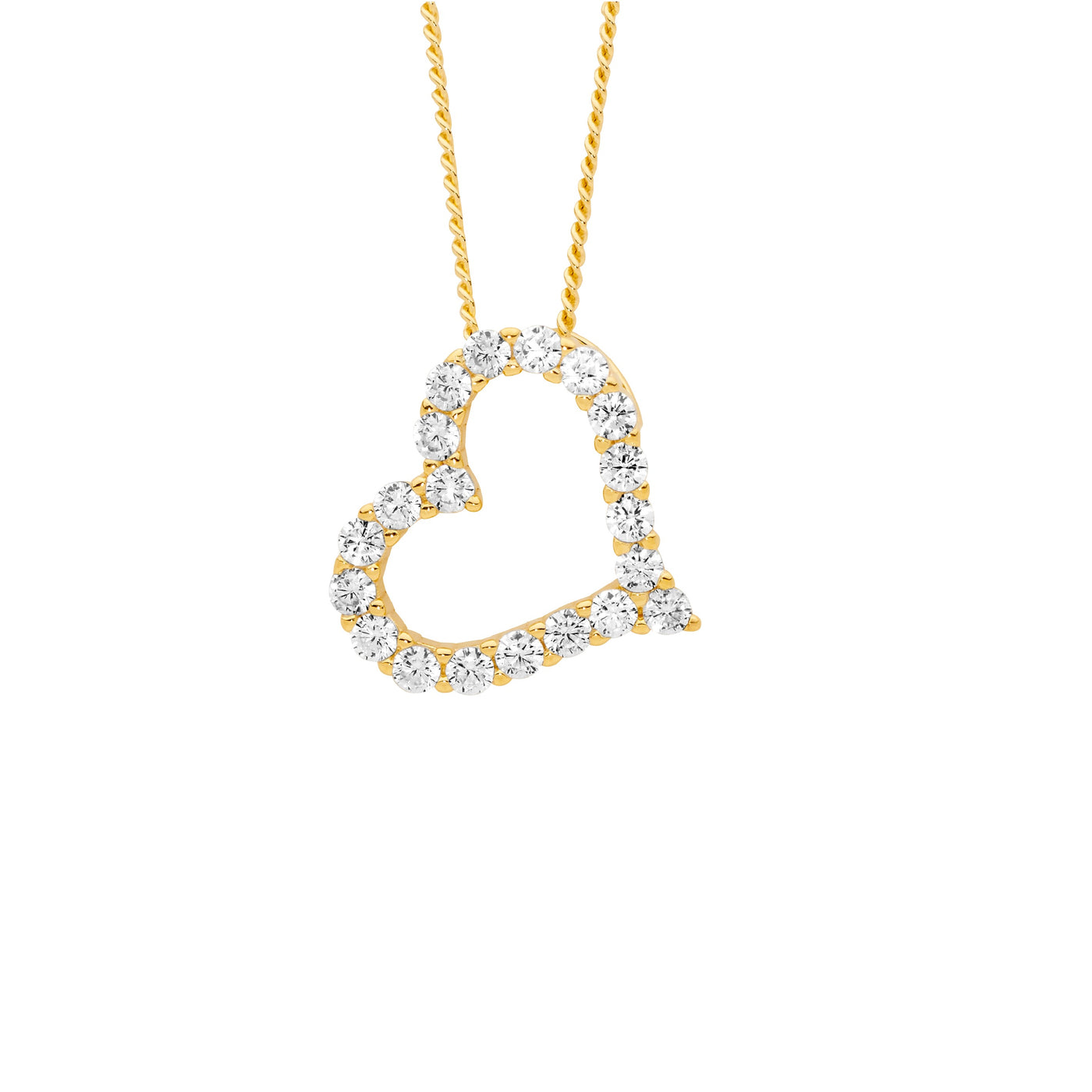 Sterling Silver Gold Plate Heart with CZ