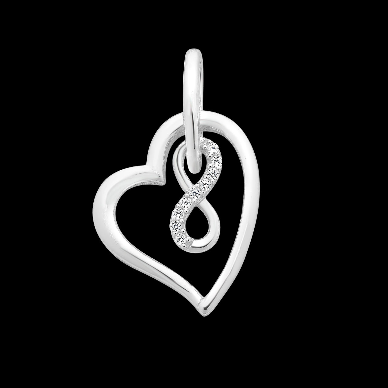 Sterling Silver Heart Pendant With A Cz Set Infinity Symbol