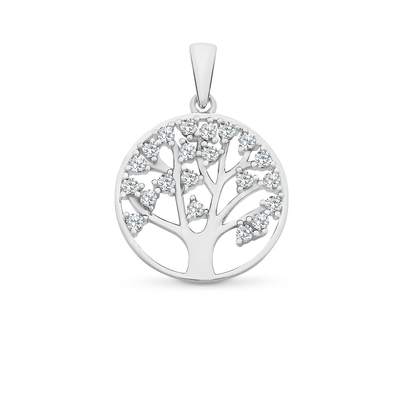 Sterling Silver Cz Set Tree Of Life Pendant