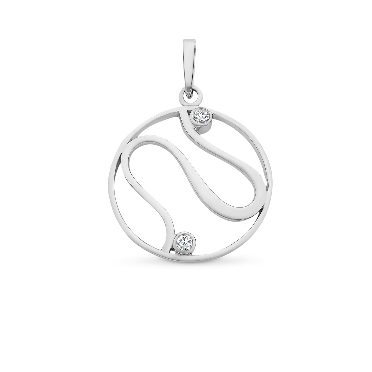 Sterling Silver Circle Pendant Set With Diamonds