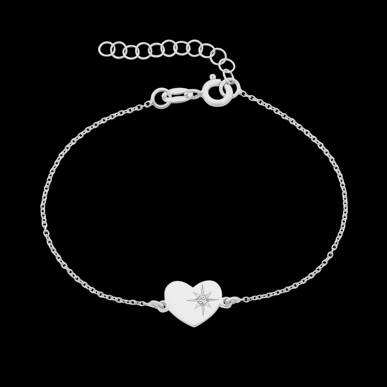 Sterling Silver Heart Set With A Diamond Bracelet