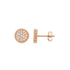 Ellani Rose Gold Plate Pave Set Cz Stud Earrings