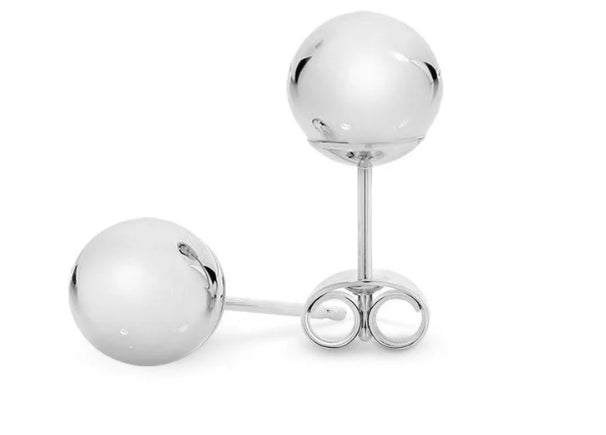 Steling Silver 10Mm Ball Stud Earrings