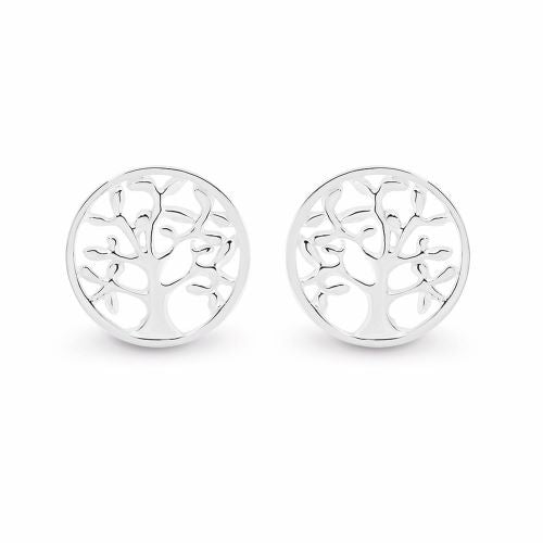 Sterling Silver Round Tree Of Life Studs