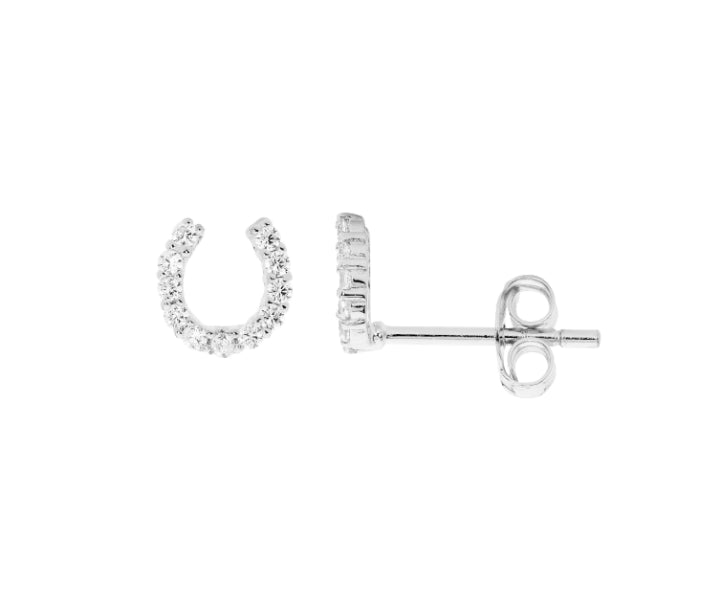 Sterling Silver And Cubic Zirconia Horseshoe Studs