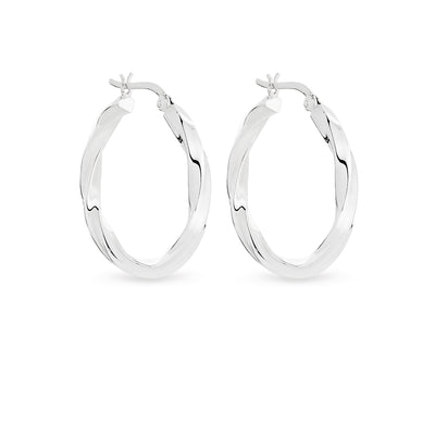 Sterling Silver Twist Hoop Earrings