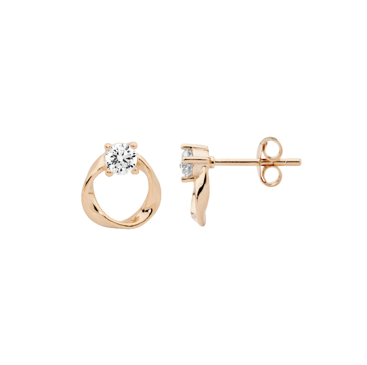 Rose Gold Plate CZ Stud